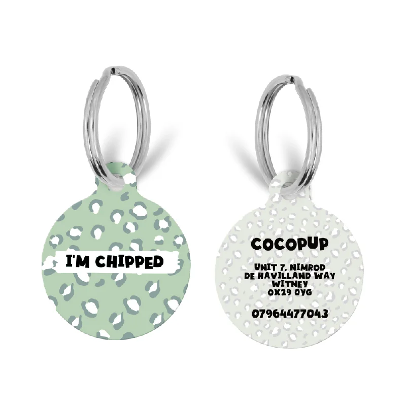 Personalised Text ID Tag - Sage Leopard