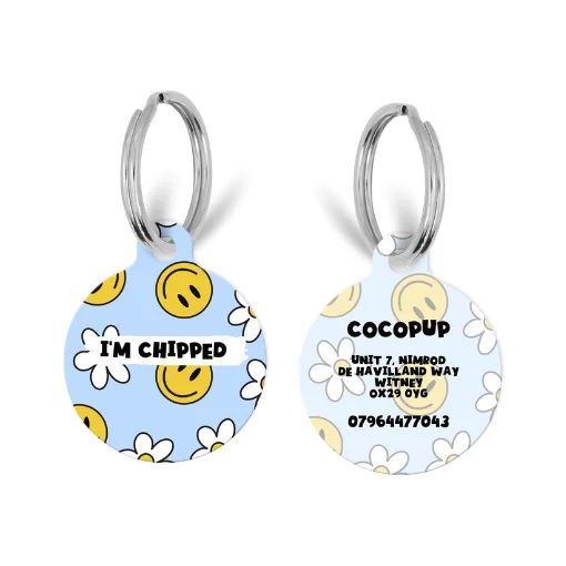 Personalised Text ID Tag - Smiley Pawty Tent