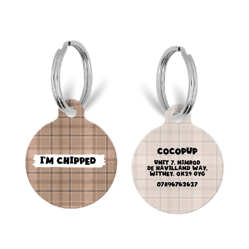 Personalised Text ID Tag - Pup Plaid