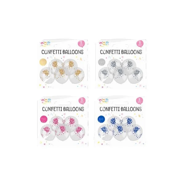 Pop Party Confetti Balloons 5 Pack