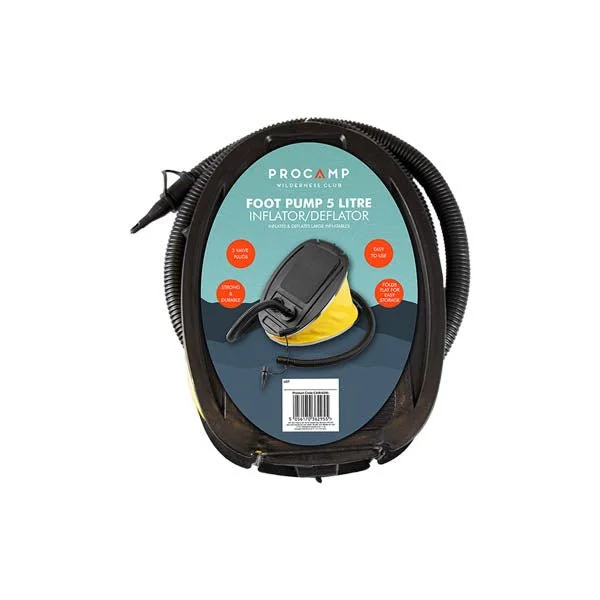 Pro Camp Foot Pump 5 Litre Inflator/deflator