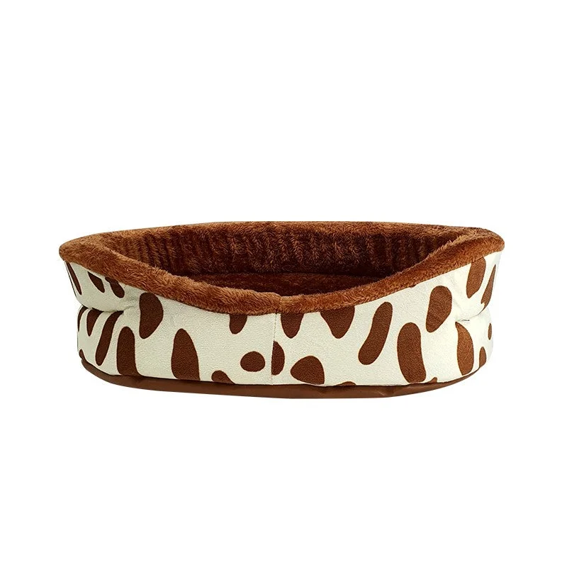 Ps Ax Dalmation Print Brown Pet Bed