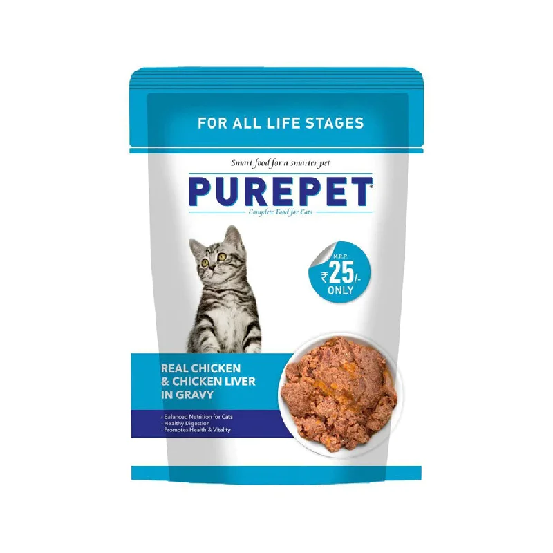 Purepet Wet Cat Food, Real Chicken and Chicken Liver in Gravy