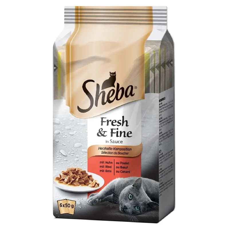 SHEBA Fresh&Fine, s piletinom s govedinom, u umaku, 6x50g