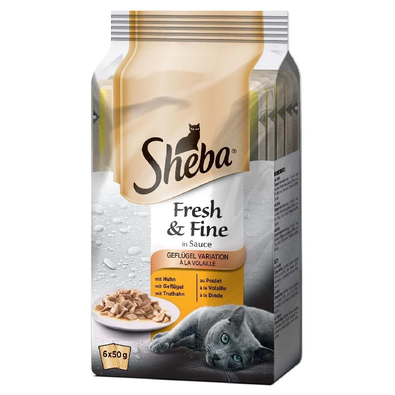 SHEBA Fresh&Fine, s piletinom s puretinom, u umaku, 6x50g