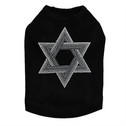 Star of David Gray and Clear Rhinestones Tank Top - Many Colors