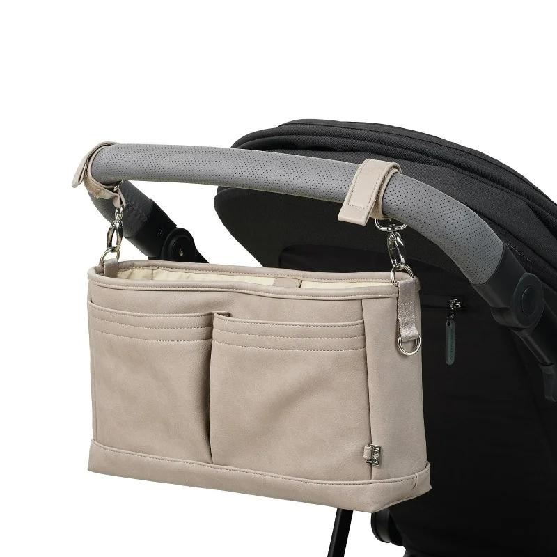 Oioi Signature Stroller and Pram Organiser/Caddy - Taupe Vegan Leather