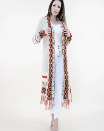 Tribal Cardigan with Fringe