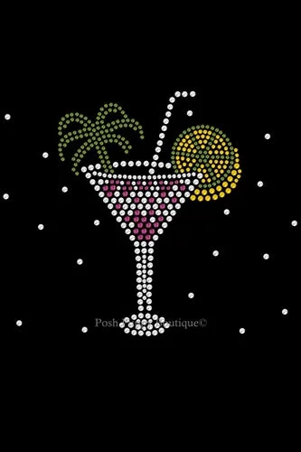 Tropical Drink 3 Rhinestone Bandana- Many Colors