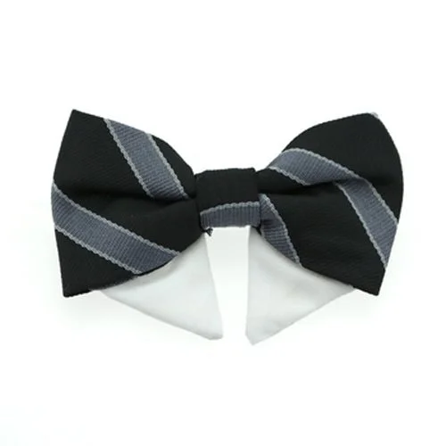 Universal Dog Bow Tie - Black and Silver Stripe