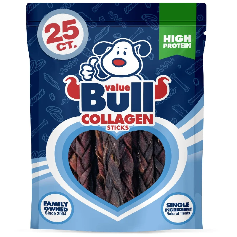 ValueBull Beef Collagen Braids for Dogs, Thin 5-6 Inch, 25 Count