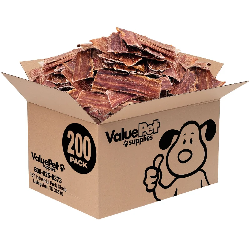 ValueBull Beef Jerky Gullet Strips Dog Chews, 200 Count BULK PACK