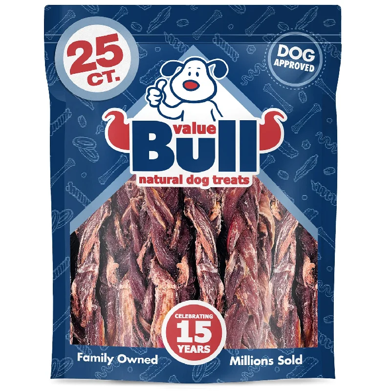 ValueBull Braided Beef Gullet Sticks For Dogs, Thick 6", 25 ct.