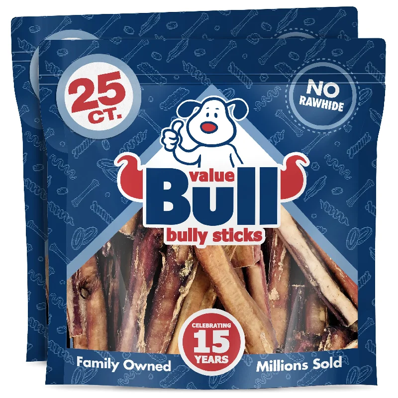 ValueBull Bully Sticks for Dogs, Varied Shapes, Super Jumbo 4-6 Inch, 50 Count