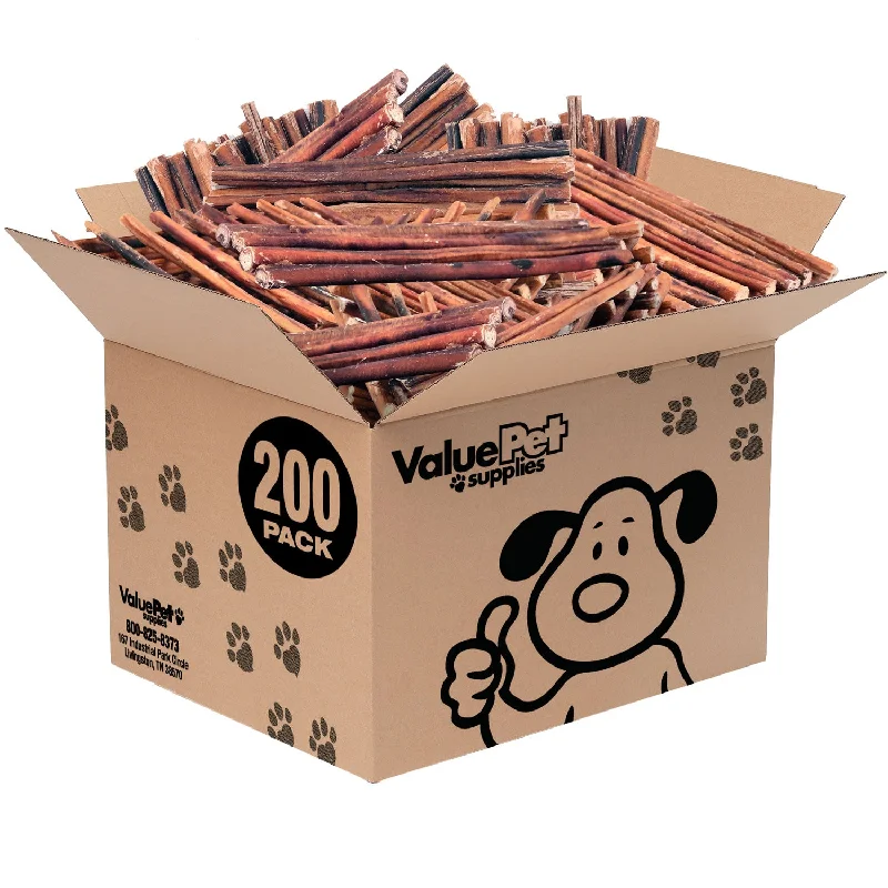 ValueBull Bully Sticks for Dogs, Medium 12 Inch, 200 Count BULK PACK