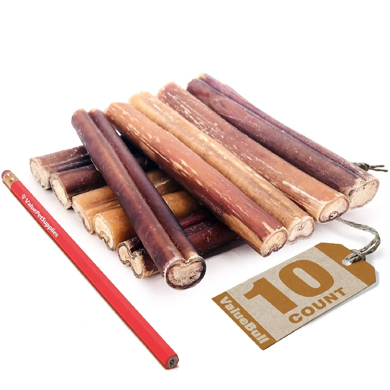 ValueBull Bully Sticks, Low Odor Premium Dog Chews, Super Jumbo 6", 10 ct