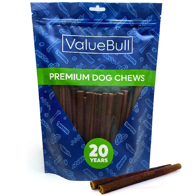 ValueBull USA Collagen Sticks, Premium Beef Small Dog Chews, Thin 6 Inch, 50 Count