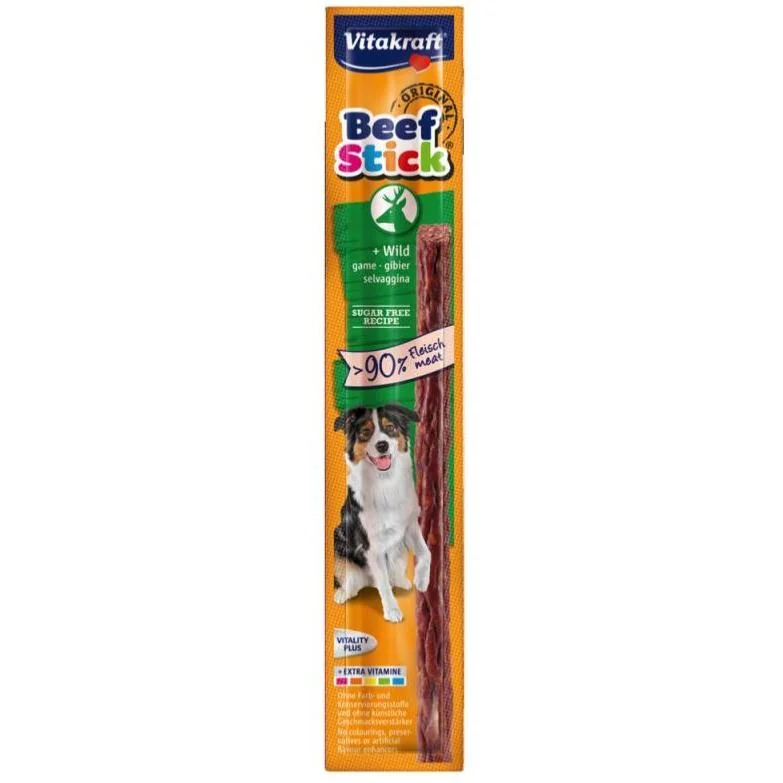 Vitakraft | Dog Treat Stick | Tasty Sausage Beef & Game Stick - 12g